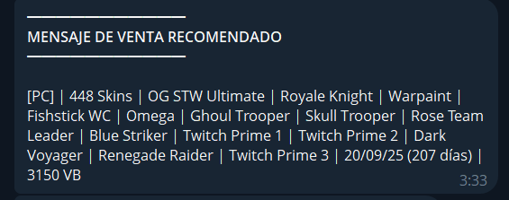 Mia Checker - Mensaje de Venta Automático