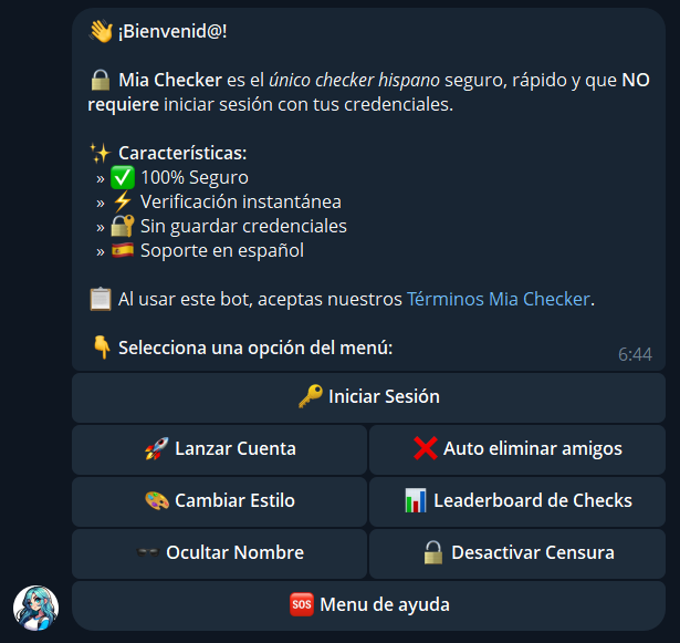 Mia Checker - Menú Principal