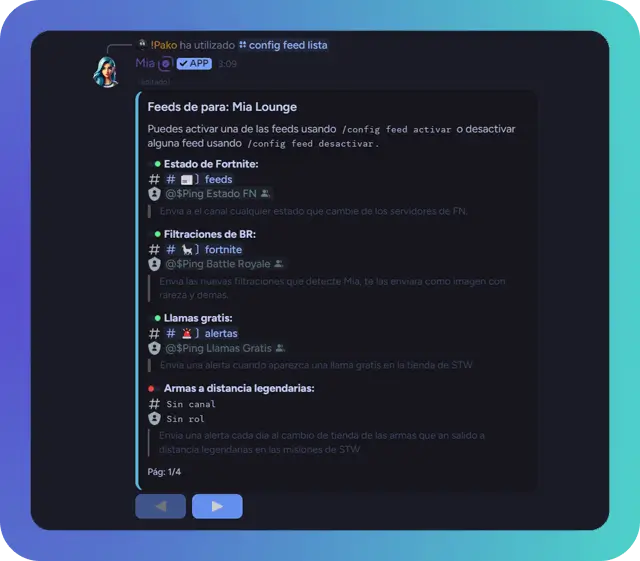 Feeds de Mia en Discord